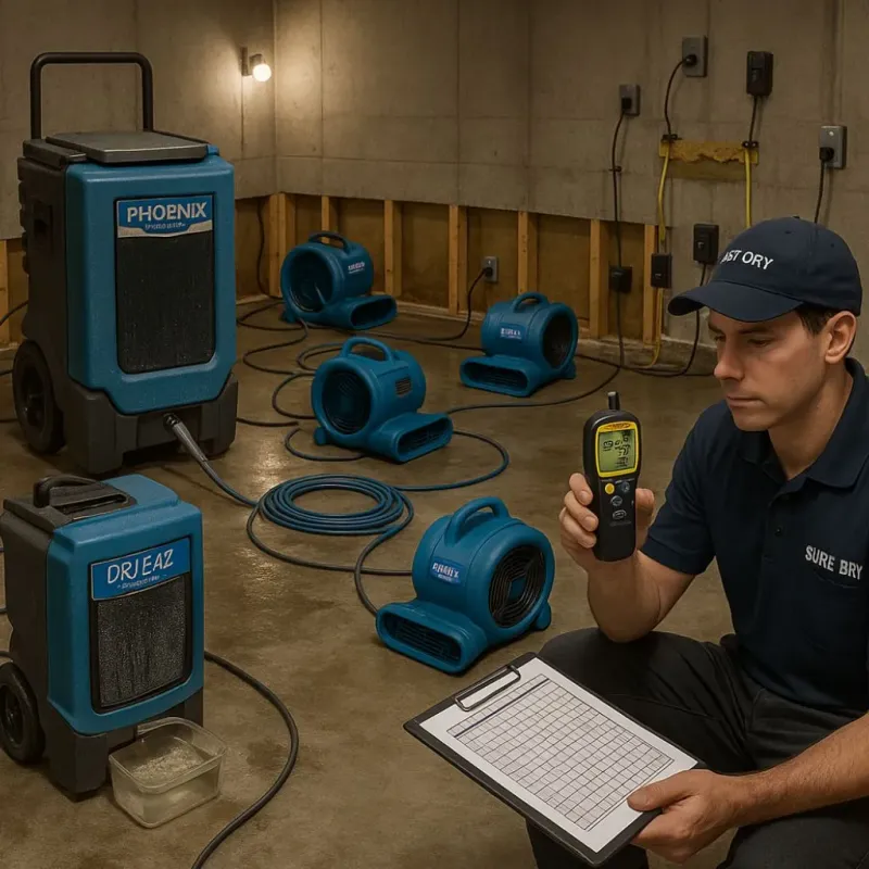 Structural Drying and Dehumidification process in Hazen, ND